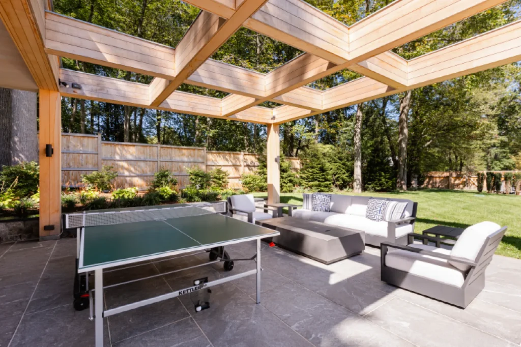 Resort House by Spring Architecture + Design, a 3,800 sq ft sustainable coastal residence featuring modern architecture, net-zero energy design, luxury outdoor living, pool house, and energy-efficient systems.
