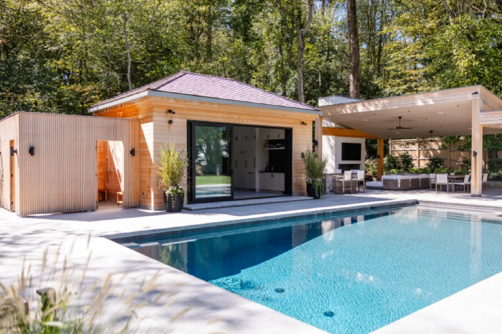 Resort House by Spring Architecture + Design, a 3,800 sq ft sustainable coastal residence featuring modern architecture, net-zero energy design, luxury outdoor living, pool house, and energy-efficient systems.