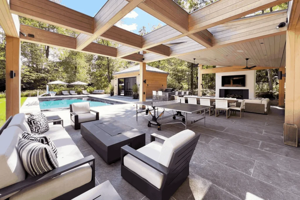 Resort House by Spring Architecture + Design, a 3,800 sq ft sustainable coastal residence featuring modern architecture, net-zero energy design, luxury outdoor living, pool house, and energy-efficient systems.