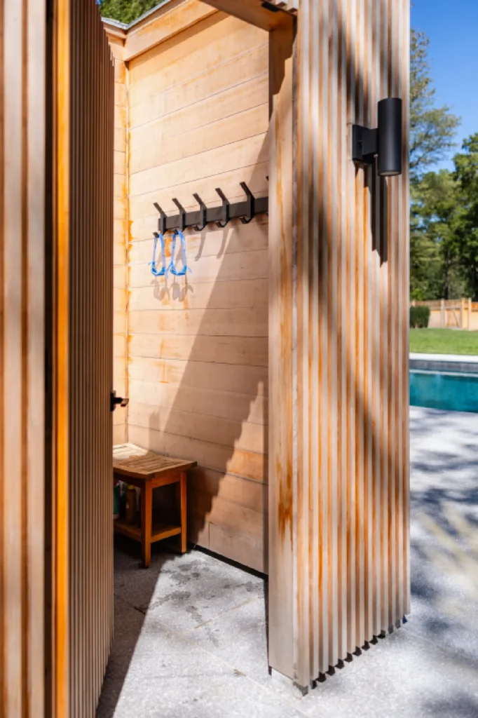 Resort House by Spring Architecture + Design, a 3,800 sq ft sustainable coastal residence featuring modern architecture, net-zero energy design, luxury outdoor living, pool house, and energy-efficient systems.