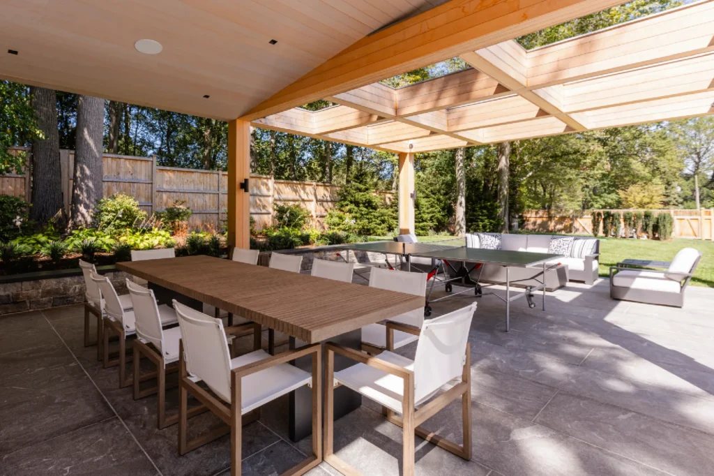 Resort House by Spring Architecture + Design, a 3,800 sq ft sustainable coastal residence featuring modern architecture, net-zero energy design, luxury outdoor living, pool house, and energy-efficient systems.