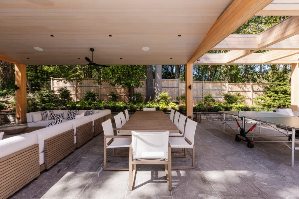 Resort House by Spring Architecture + Design, a 3,800 sq ft sustainable coastal residence featuring modern architecture, net-zero energy design, luxury outdoor living, pool house, and energy-efficient systems.