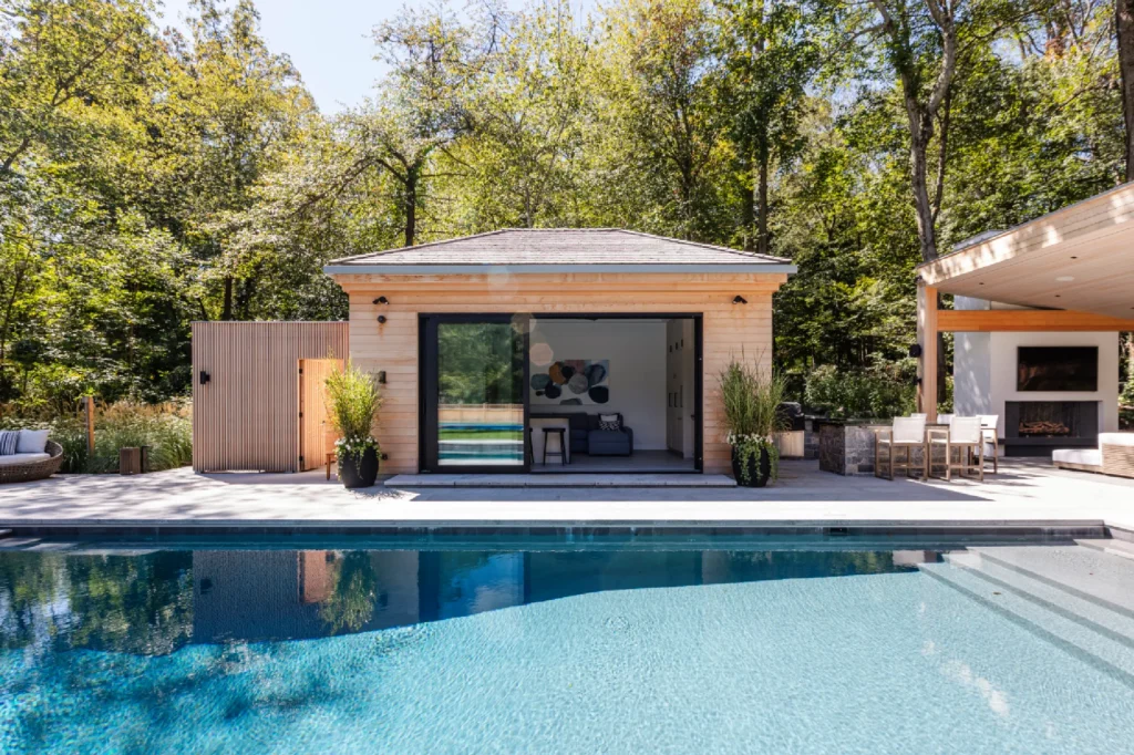 Resort House by Spring Architecture + Design, a 3,800 sq ft sustainable coastal residence featuring modern architecture, net-zero energy design, luxury outdoor living, pool house, and energy-efficient systems.